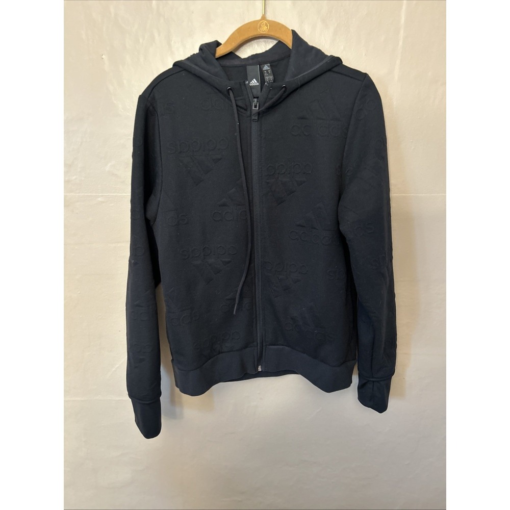 adidas Medium Black Logo Print Zip Front‎ Hoodie Jacket